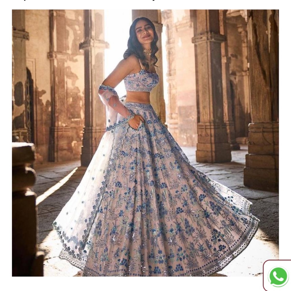 Grey and Blue Indian wedding guest lenhenga